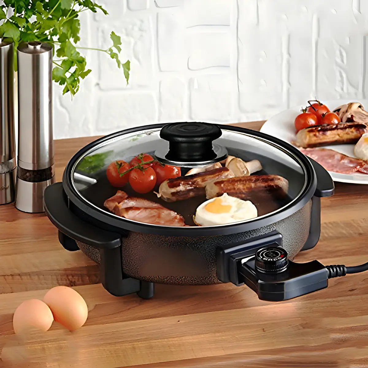 Sartén Eléctrico Multifuncional Pizza Pan Vidrio
