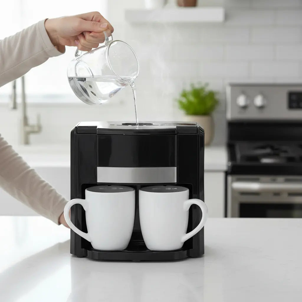 Cafetera Eléctrica Doble Taza Negra