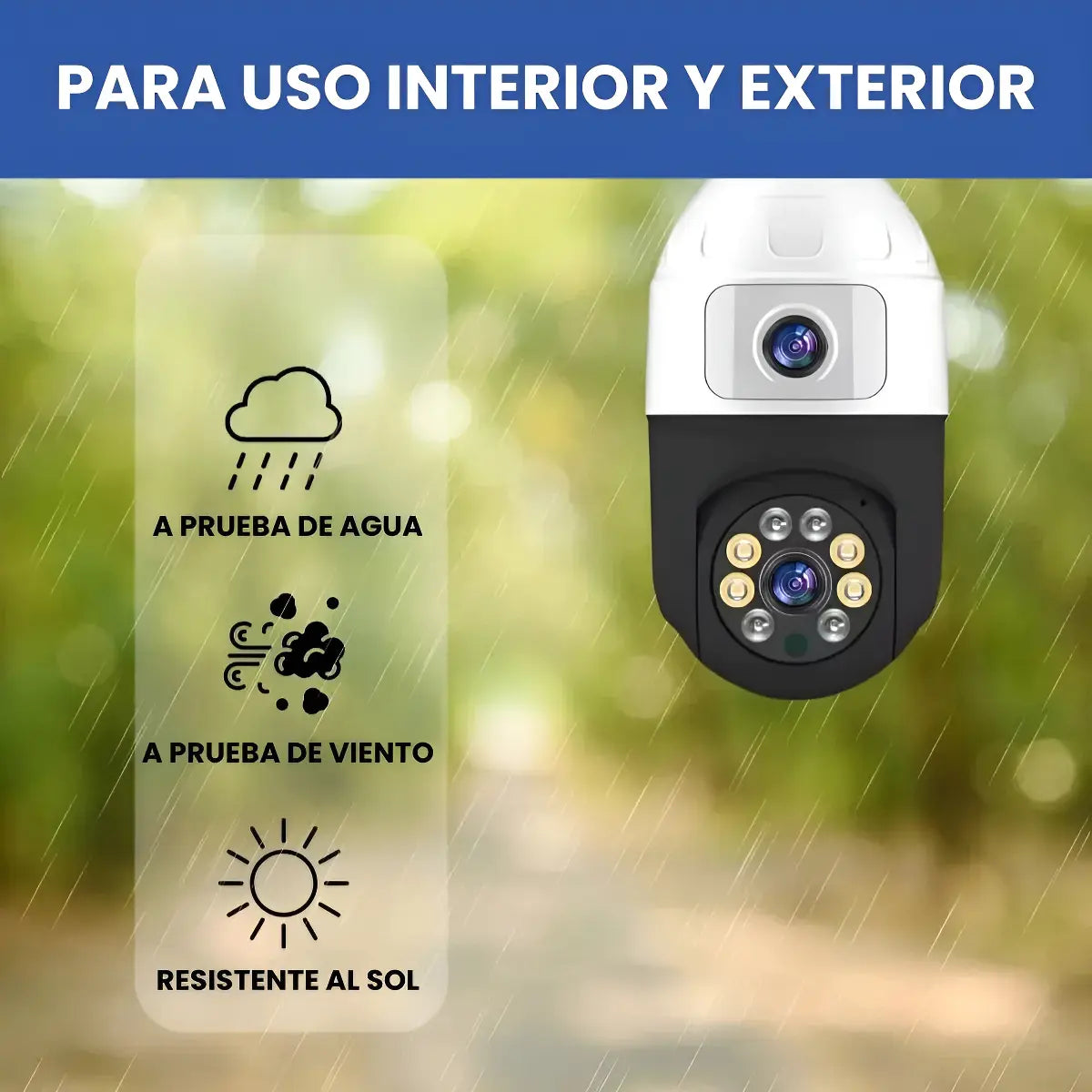 Camara Seguridad Wifi Doble Lente Vision Nocturna 2mp Blanco