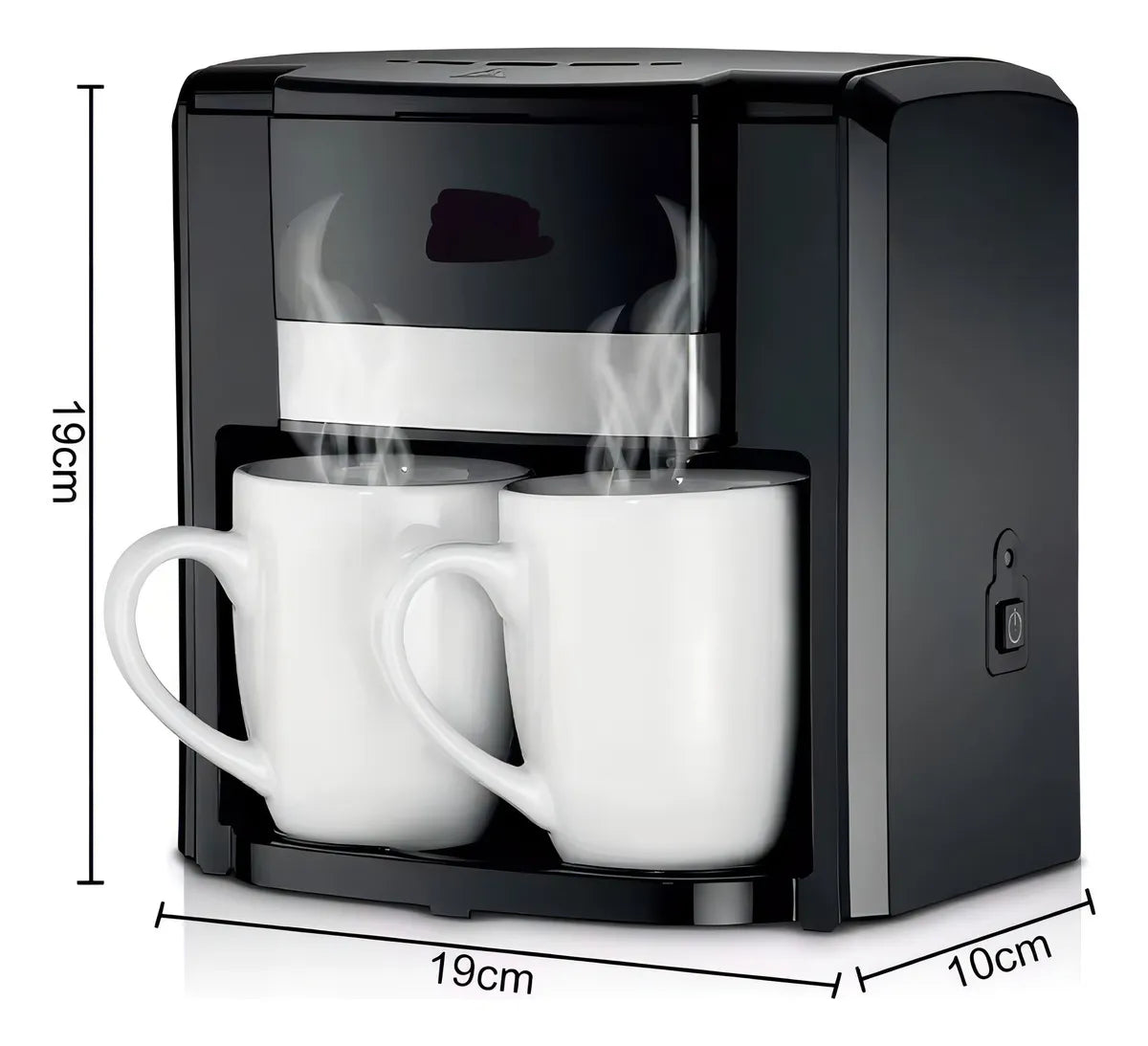 Cafetera Eléctrica Doble Taza Negra
