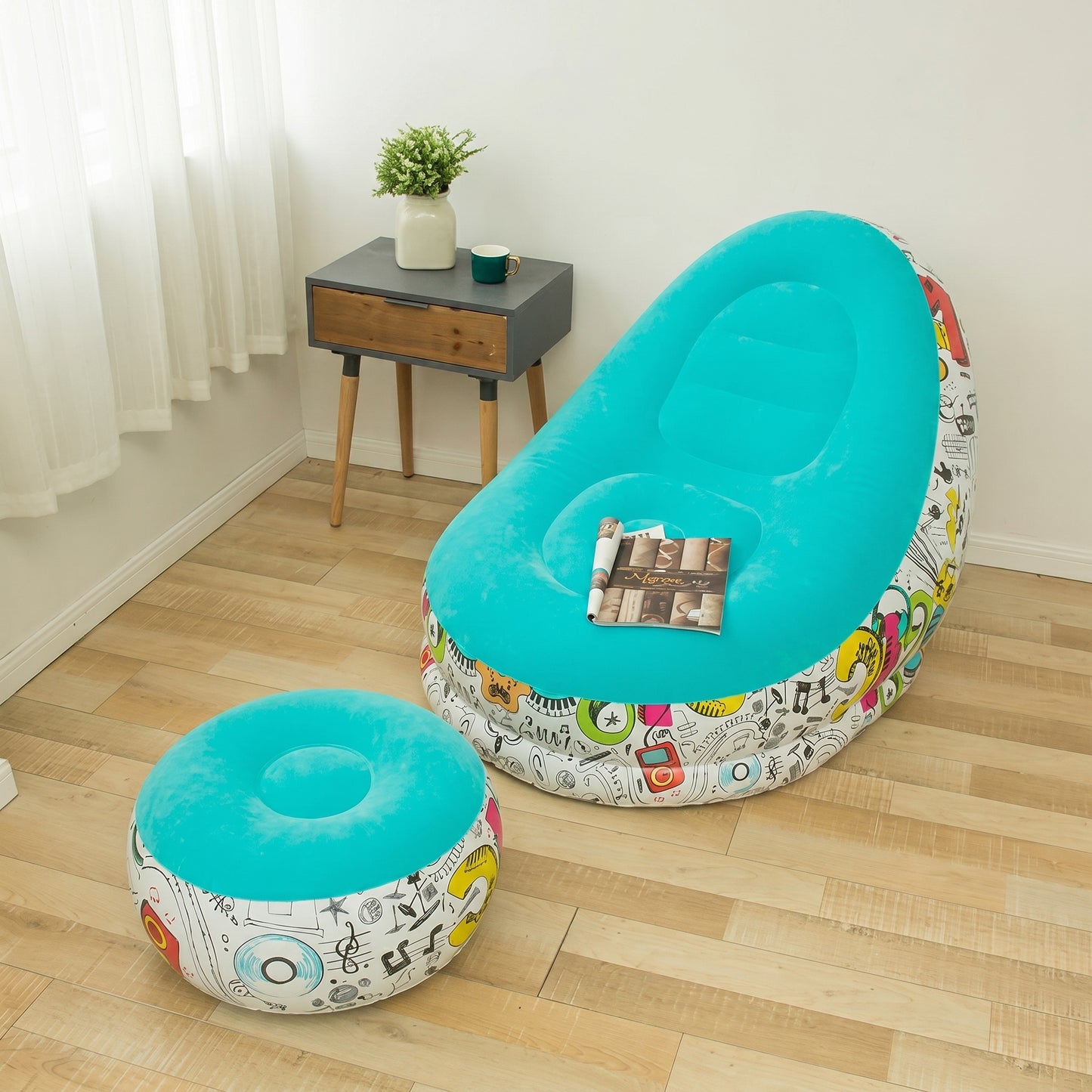 Sillón Inflable Ergonómico con Reposa Pies