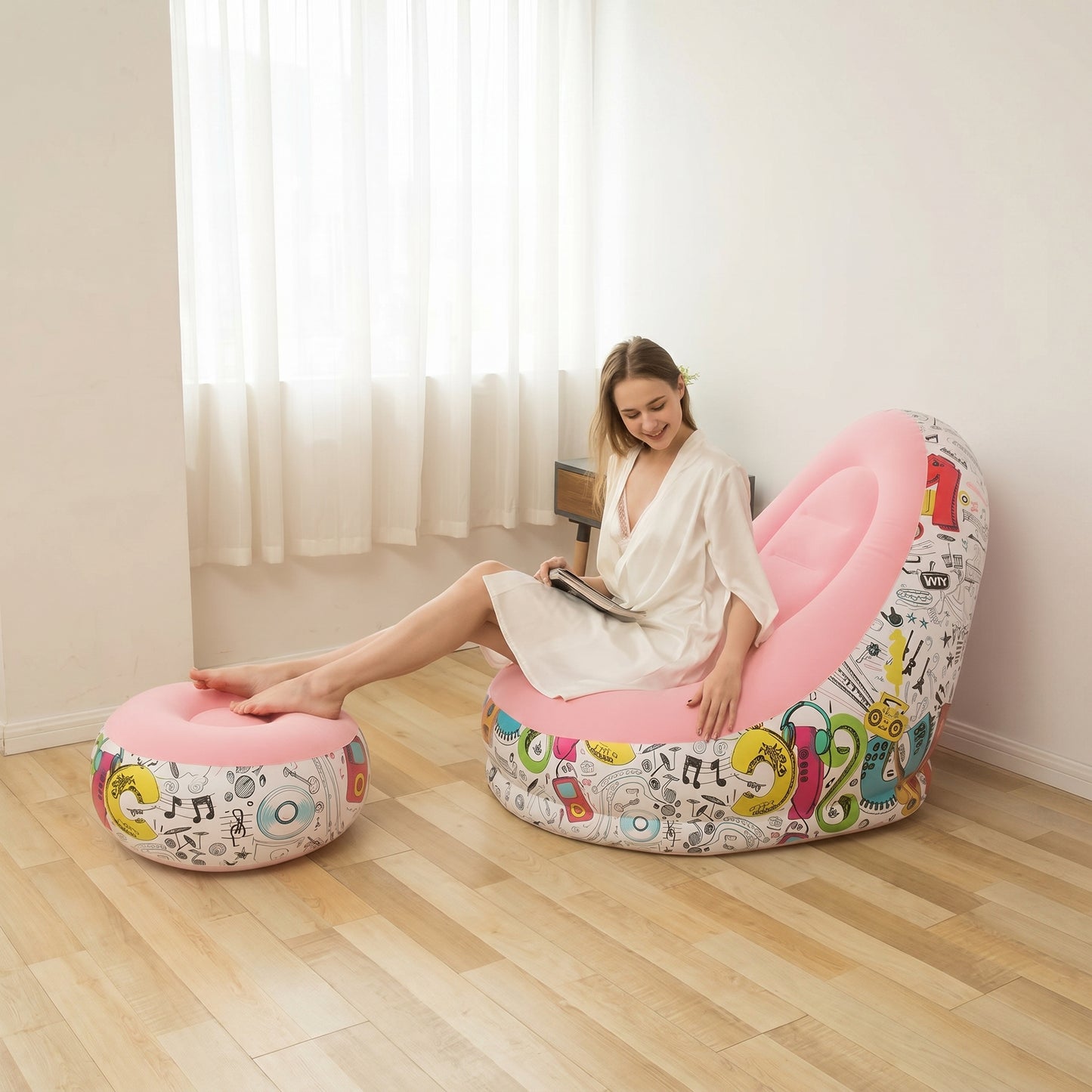 Sillón Inflable Ergonómico con Reposa Pies