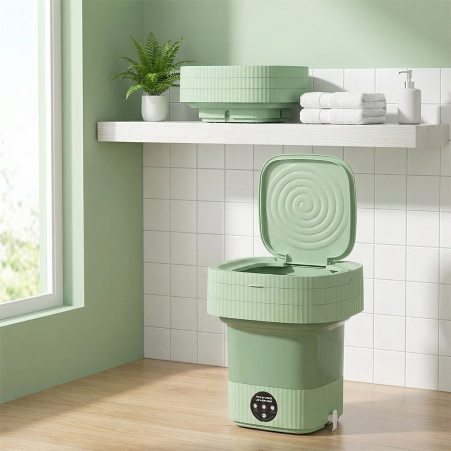 Lavadora Portátil Plegable 10 Litros Color Verde