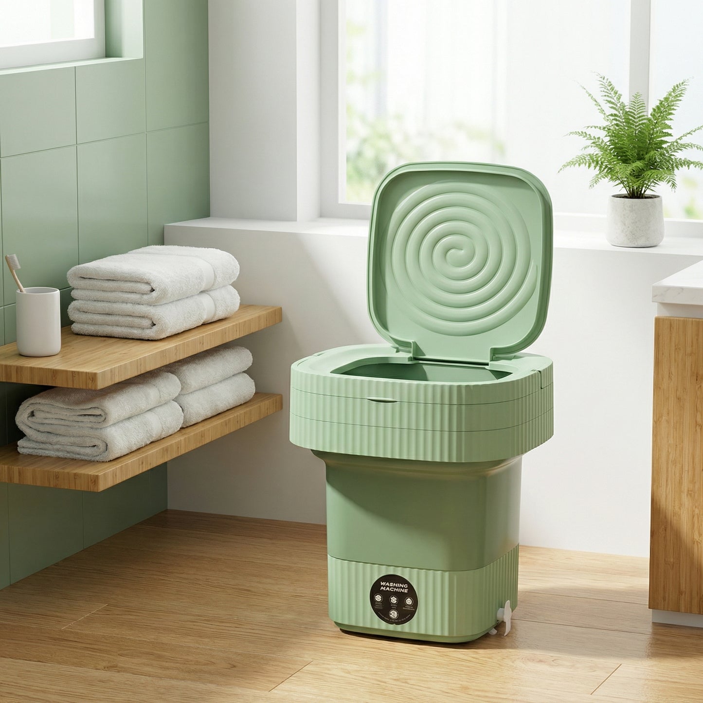 Lavadora Portátil Plegable 10 Litros Color Verde