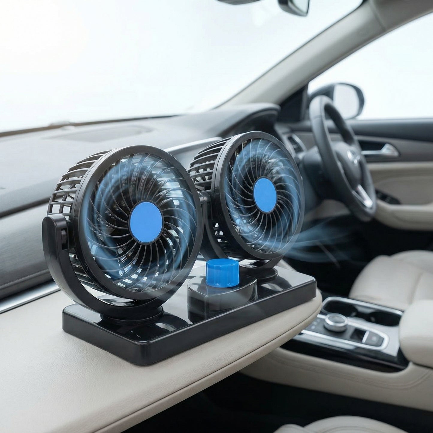 Ventilador Doble Automóvil 12v Accesorio Vehículo 360°