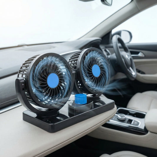 Ventilador Doble Automóvil 12v Accesorio Vehículo 360°