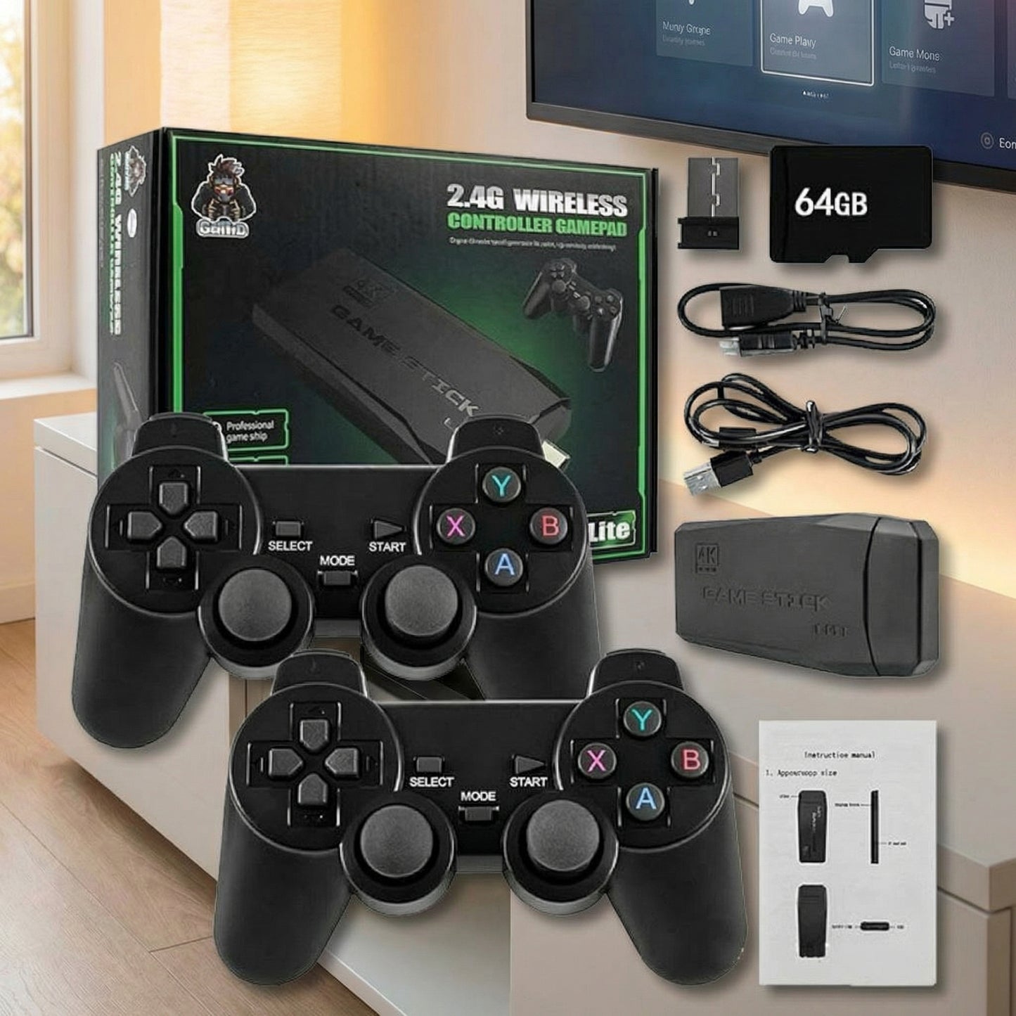 Consola Retro de Videojuegos Game Stick 64GB