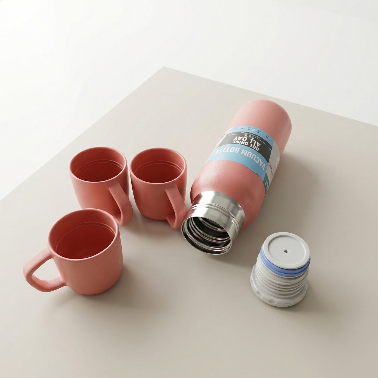 Termo Térmico Acero Inoxidable con 3 Tazas
