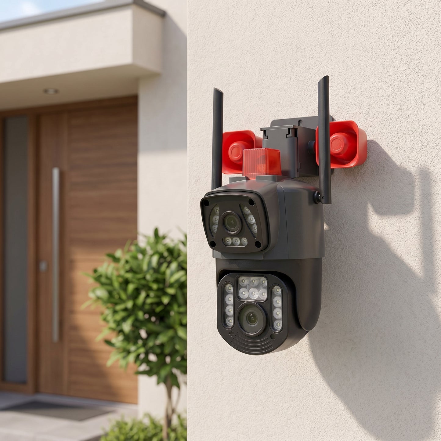 Camara Wifi Doble Lente 1080 Sirena 220V