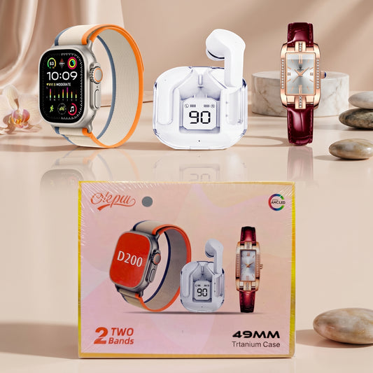 Kit SmartWatch + Reloj Analógico + Audífonos Inalámbricos