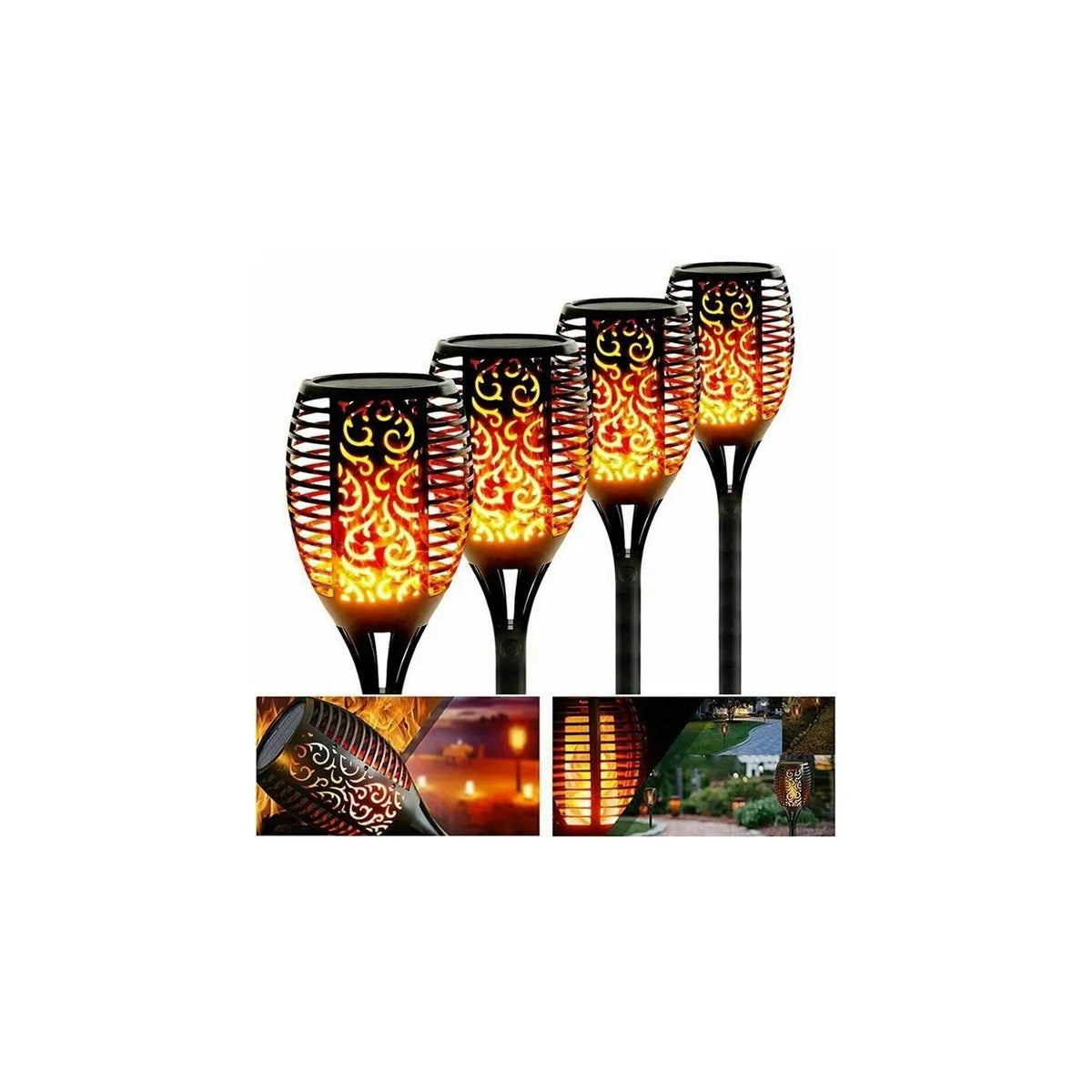 Pack 4 Antorchas Solares para Jardín Grandes LED 50cm