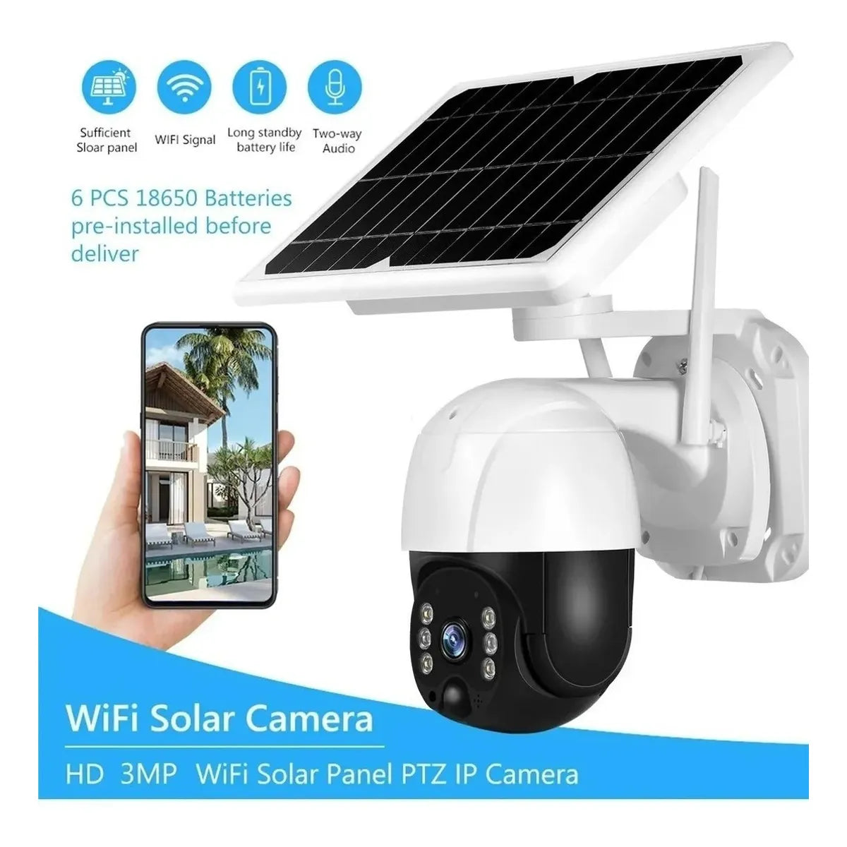 Camara Seguridad Solar Inteligente WiFi PTZ