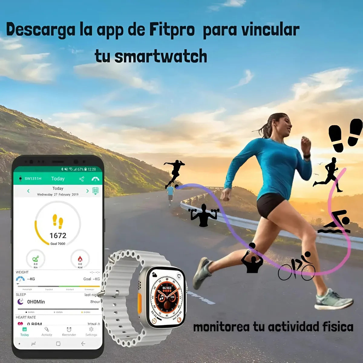 Pack 2 Reloj Inteligente Smartwatch Serie 8 Ultra 2 T800