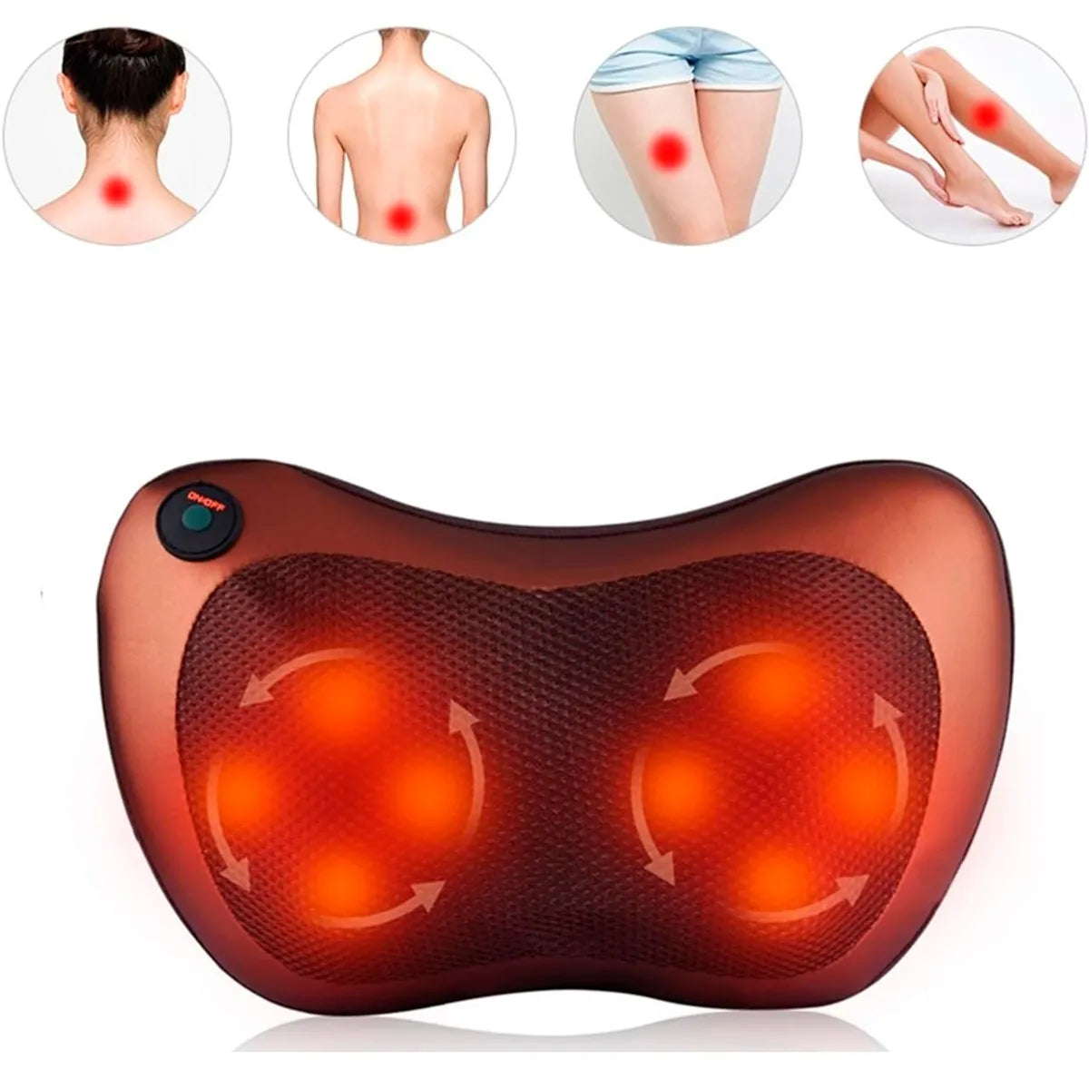 Masajeador de Almohada Doble Hélice Eléctrico Lumbar Cuello y Espalda