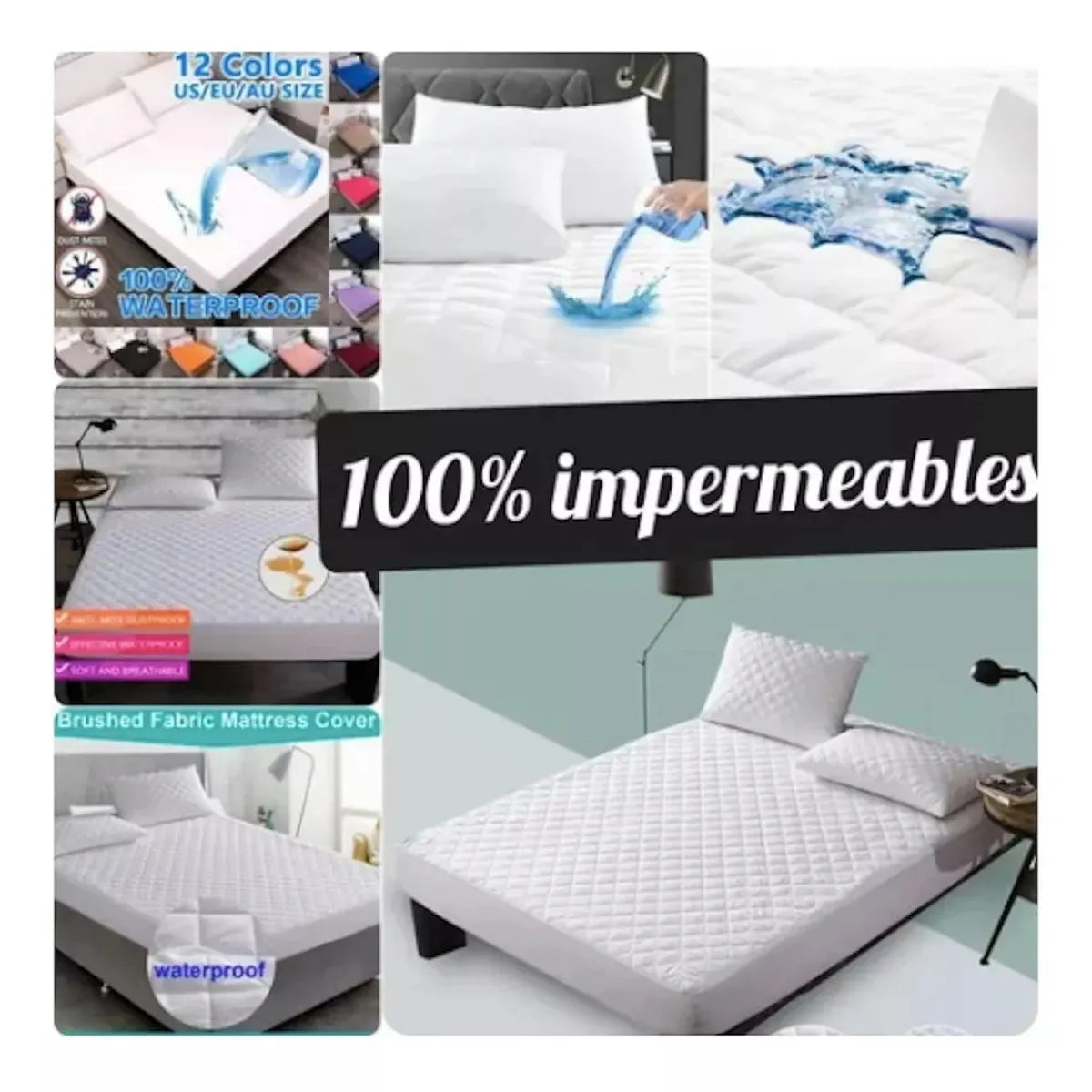 Cubre Colchón Impermeable y Acolchado