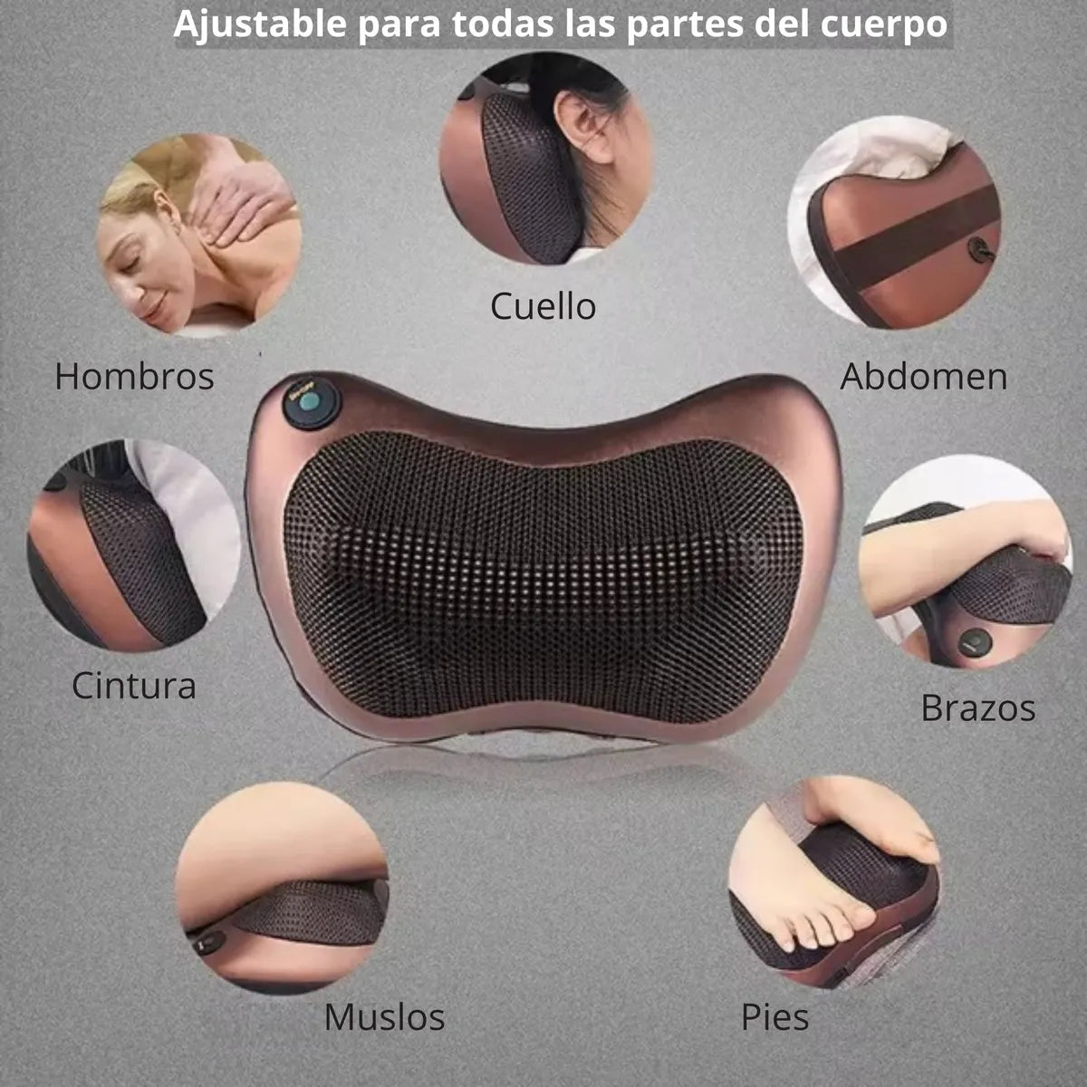 Masajeador de Almohada Doble Hélice Eléctrico Lumbar Cuello y Espalda